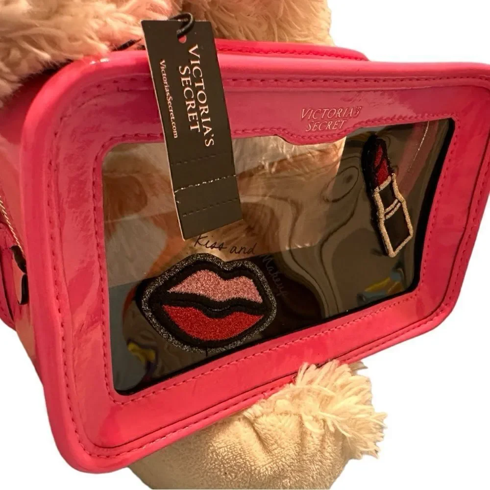 Victoria's Secret Cosmetic Case Clear Pink Patches Beauty Travel Makeup …